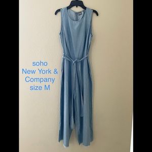 Light denim, New York & Company flare-leg jumpsuit